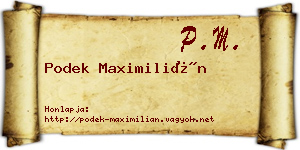 Podek Maximilián névjegykártya